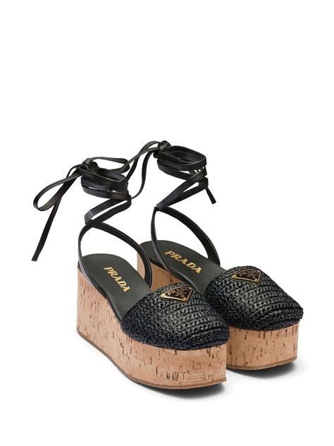 prada raffia wedge sandal